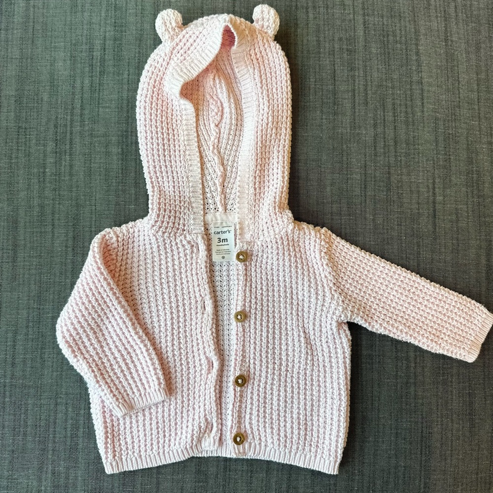 NEW Knit Baby Hoodie with Bear Ears